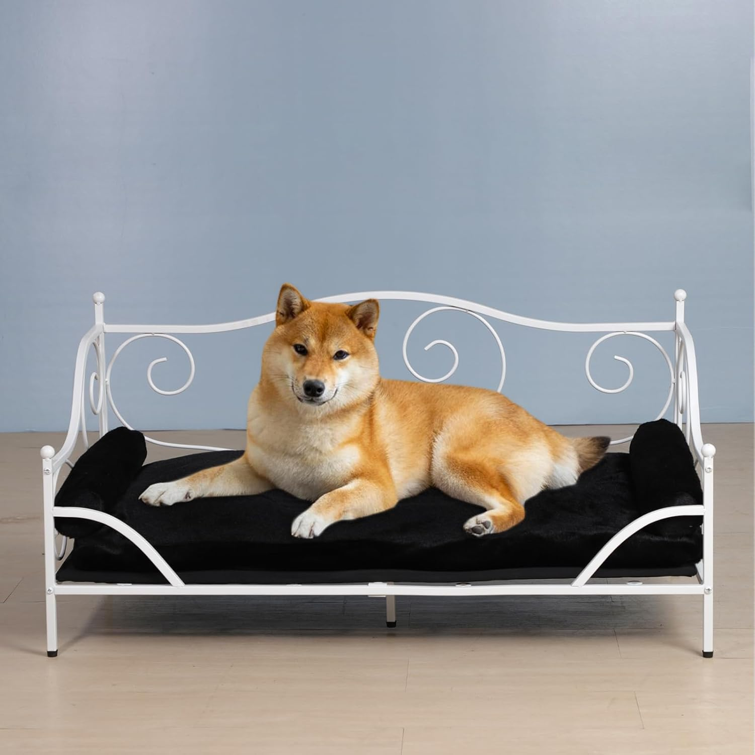 Pet Couch Bed, Large Dog Sofa Beds, Dog Furniture, Medium Pet Couch,Metal Frame and Washable Cushion, for Medium Sized Dogs Sitting (White) image number 1
