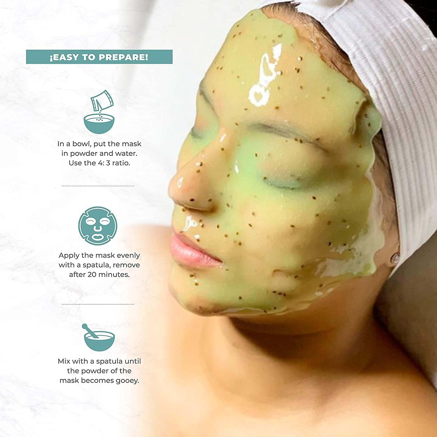BR&Uuml;UN Peel-Off Matcha Jelly Mask for Face Care &ndash; a 23 Fl Oz Rubber Mask Jar for 30 to 35 Treatments &ndash; a Skin Care Moisturizing Gel Mask of Spa Set for Men, Women and Adults image number 2