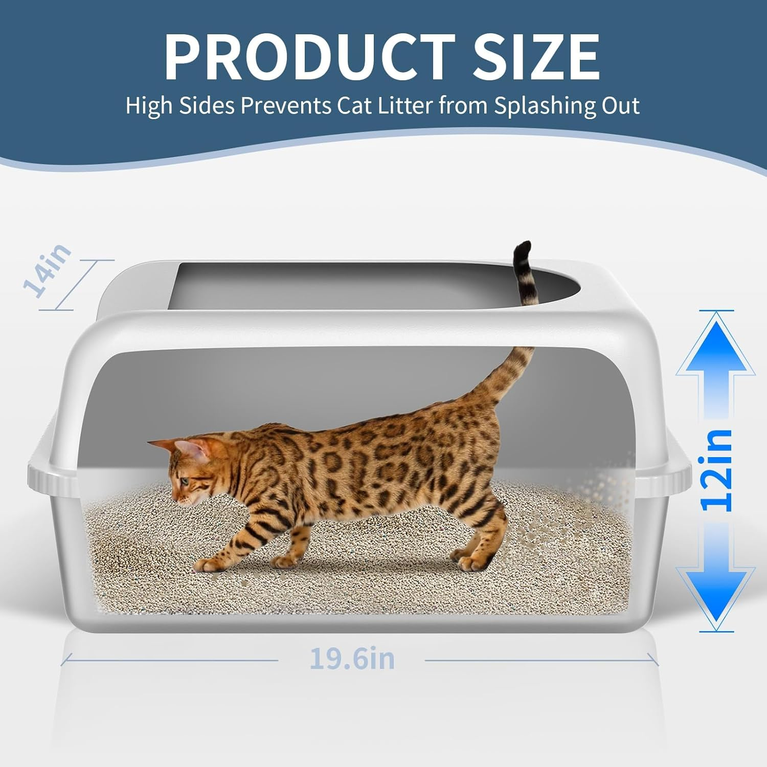 Open Top Cat Litter Box, Stainless Steel XL Metal Litter Box for Big Cats with High Wall Slides Enclosure, anti High-Peeing Spraying, Anti-Leakage Non-Sticky Easy to Clean, for Big & Multiple Cats image number 6