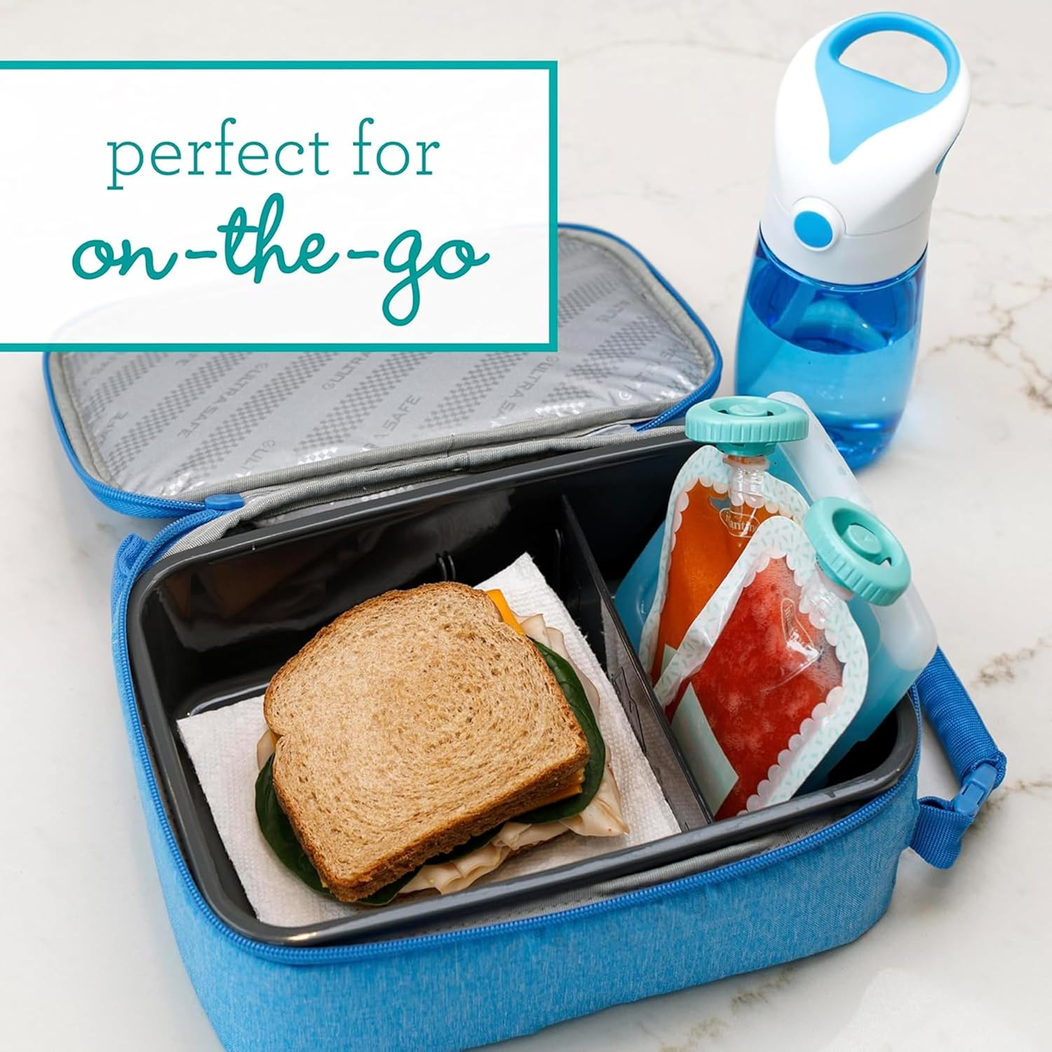 Infantino Squeeze Station, Baby Food Maker & Pouch Filler, Fill 3 Reusable Pouches at Once, Easy to Use, Dishwasher Safe, Homemade Baby Food Prep Essential, Teal