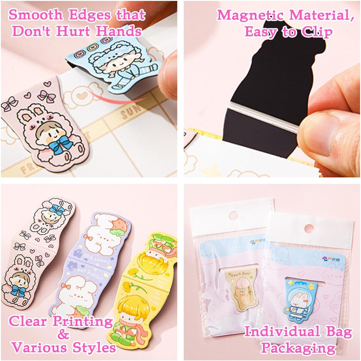 24 PCS Magnetic Bookmarks for Kids, Cute Magnetic Bookmark, Kawaii Bookmarks Book Marker Clip, Magnetic Book Mark for Reading Lovers Women Girls Kids Teachers Stationery Gifts image number 3