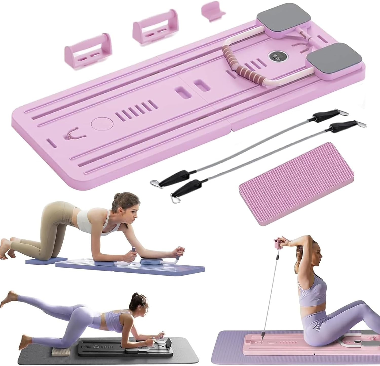 Pilates Board Reformer Set, Foldable Reformer Pilates Machine for Home Gym, 5 In1 Portable Home Workout Pilate Equipment for Core Strength, Full-Body Fitness