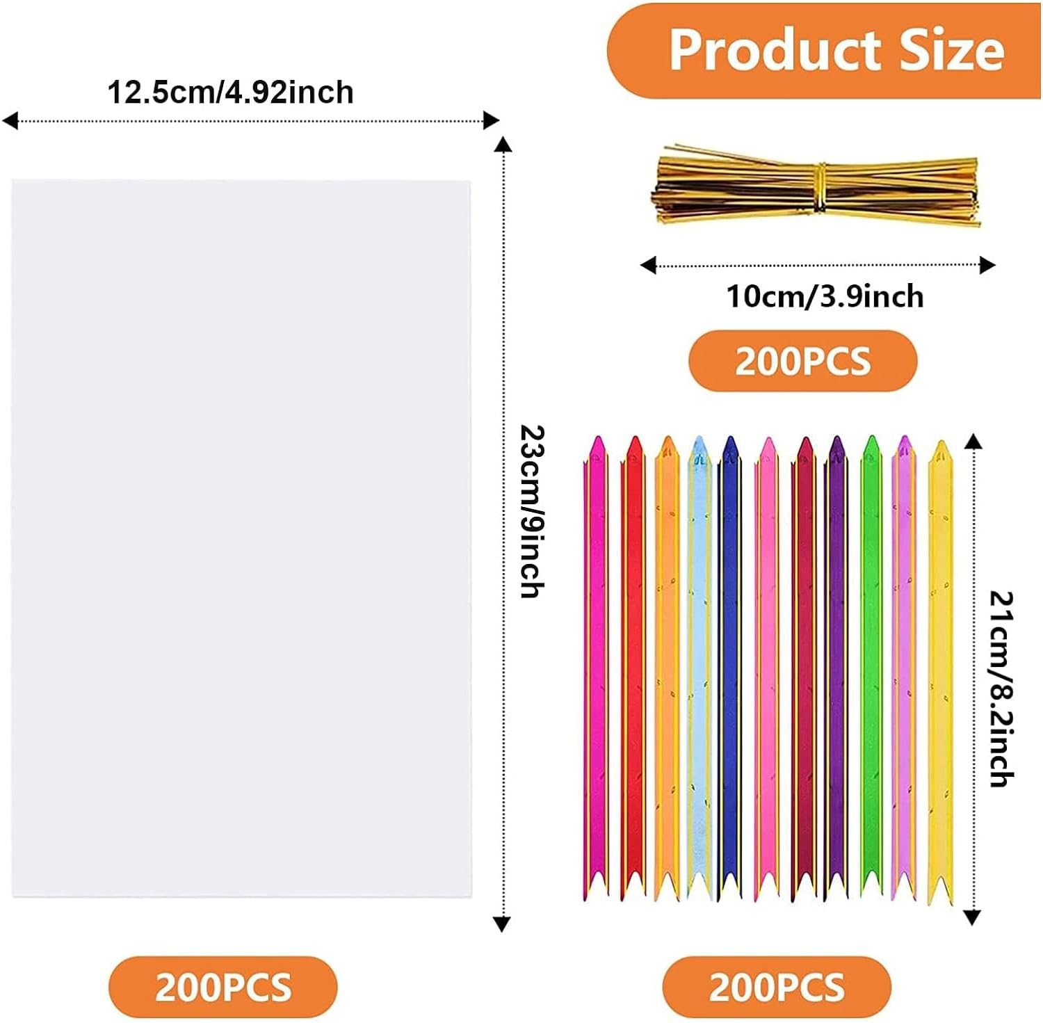 Transparent Cellophane Bag, 100 Pcs Cellophane Treat Bags with Twist Ties and Bows, Plastic Transparent Bags for Favor Candy Cookies (23Cm X 12.5Cm /9 * 4.9 Inches) image number 1