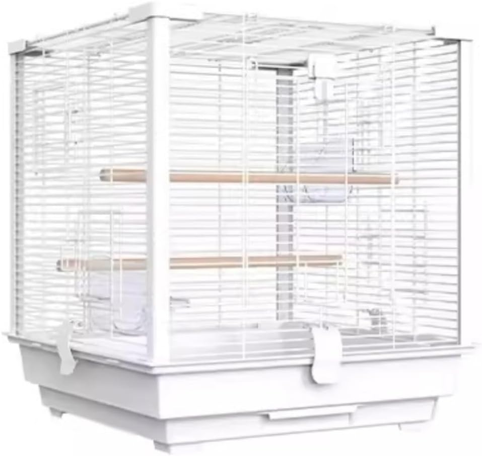 Bird Cage Birdcage Square Metal Bird Cage with Bird Feeder, Tray for Parrots Conures Lovebird Cockatiel Parakeets Bird Cages (Color : White, Size : 46 * 46 * 50Cm) image number 1
