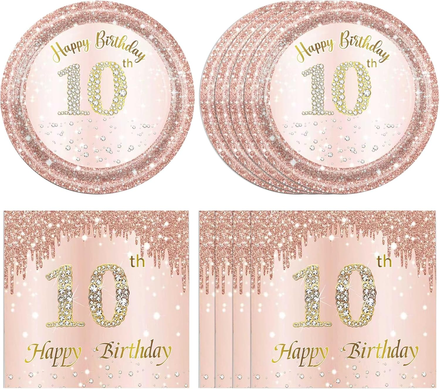 21St Birthday Rose Gold Party Supplies Rose Gold Birthday Supplies Plates and Napkins Happy 21 Birthday Disposable Tableware Party Supplies for Girls Women
