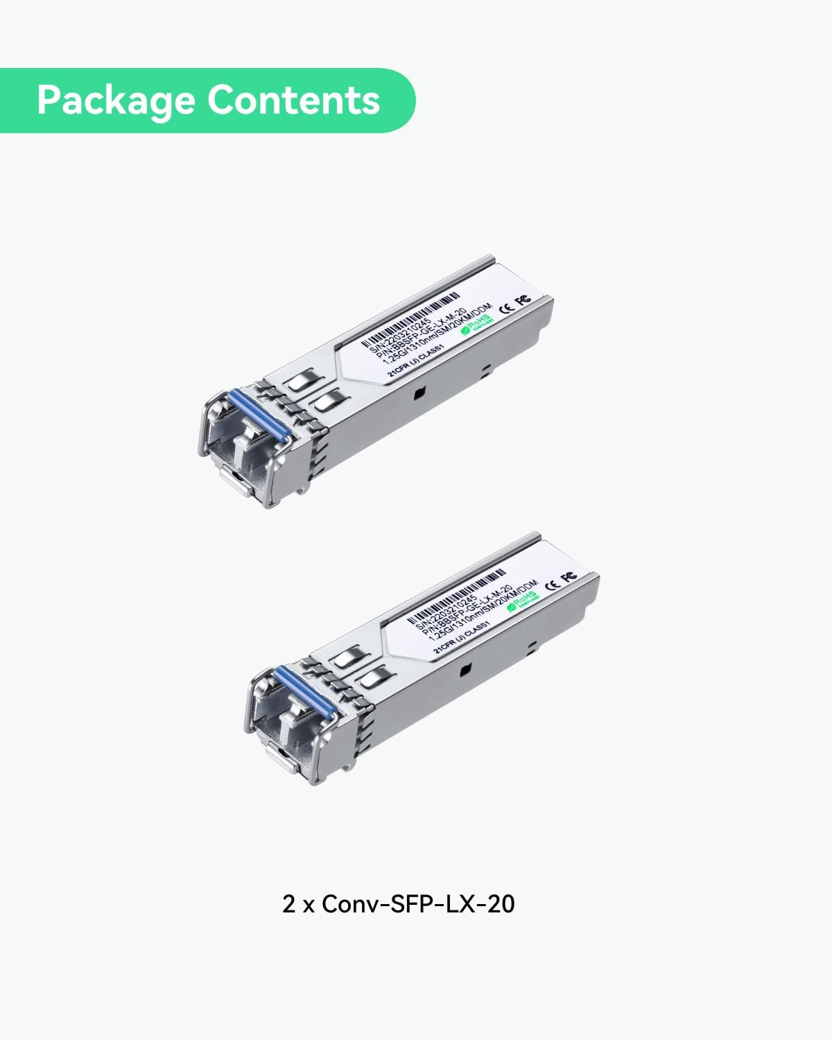 LINOVISION 1.25G SFP Module, 1000Base-Lx, 1310Nm SMF, up to 20Km, Dual LC Fiber, SFP Transceiver for Cisco, D-Link, Supermicro, Netgear, Fortinet, Tp-Link and Ubiquiti UNIFI Switches image number 2