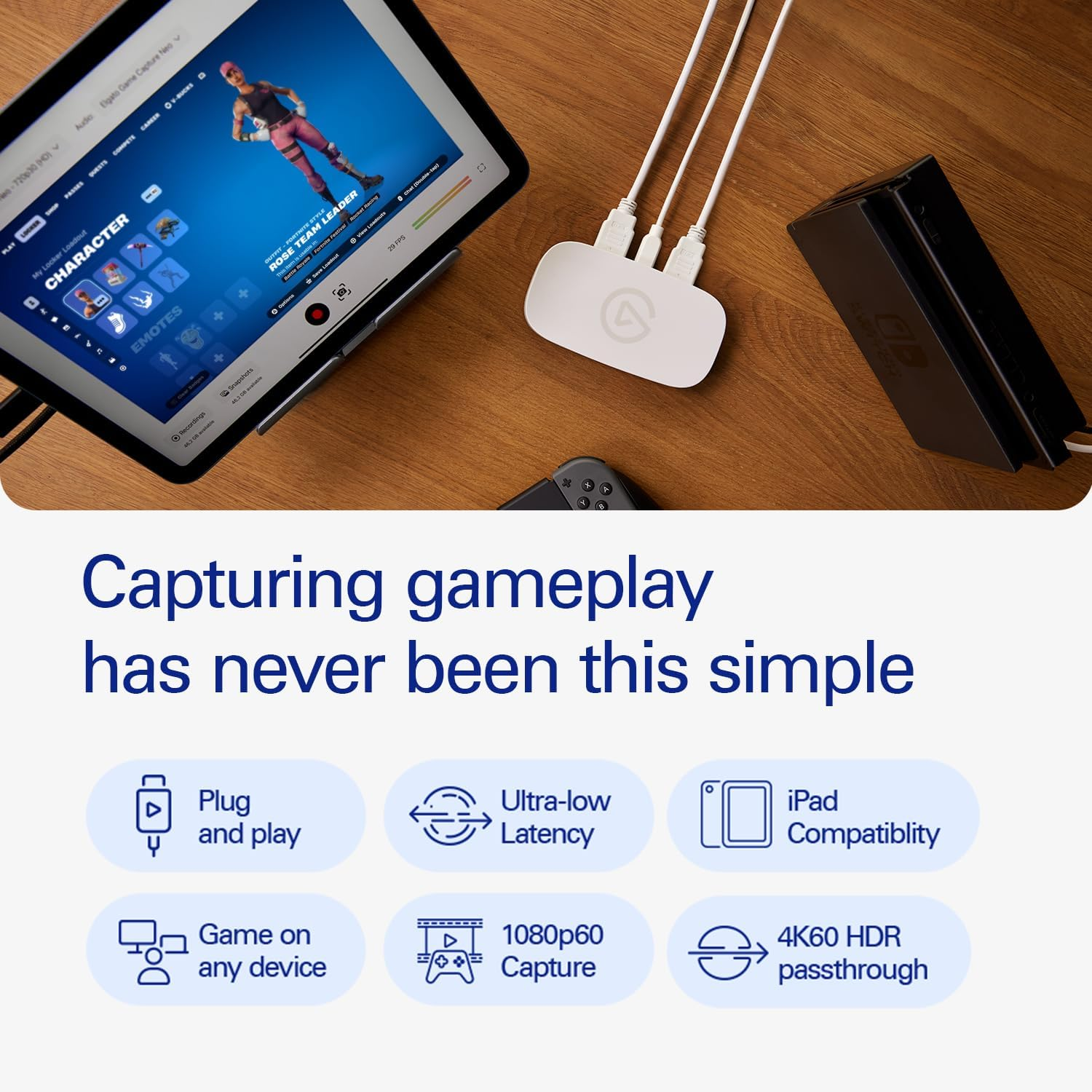 Elgato Game Capture Neo &ndash; USB Portable Capture Card 4K60 HDR Passthrough, 1080P60 Video Recording &ndash; for Ps5/Xbox/Switch/Iphone &ndash; in OBS, Quicktime and More - Plug & Play/Works on Laptop, PC, Mac, Ipad image number 5
