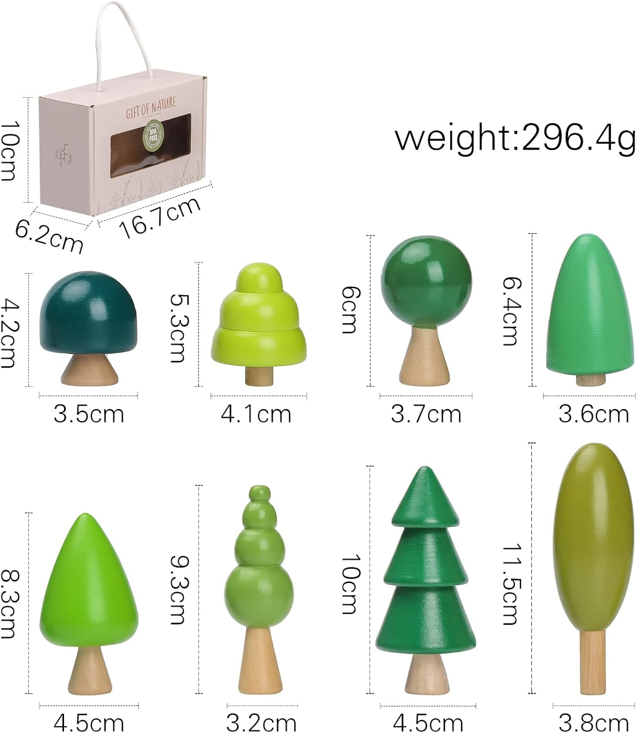 OESSUF 8Pcs Wooden Tree Toy Set Wooden Forest Various Sizes Natural Woodland Trees Creative Children'S Arts Toy image number 2