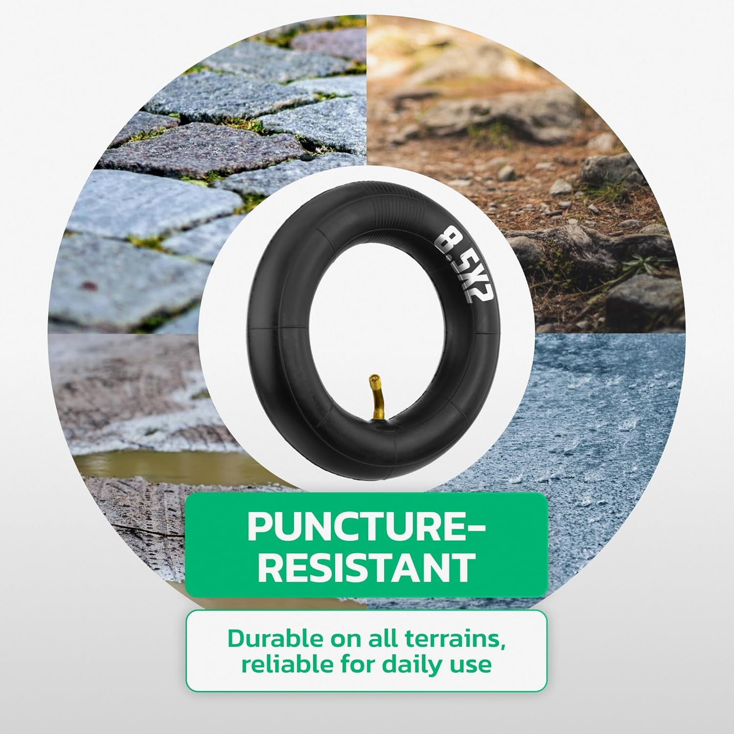 MOOVMOOV E-Scooter Tube 8 1/2 X 2 Inch (X2) - Angled Valve 45/45 - Compatible with 8 &frac12; X 2 (50-134) or 8.5 X 3.0 E Scooter Tyres - Universal with Premium Quality with Curved Valve image number 1