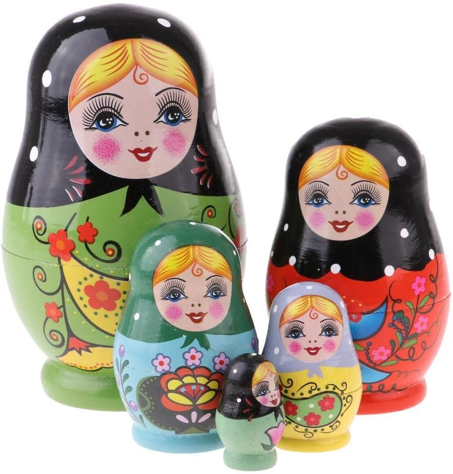 5Pcs Wooden Russian Nesting Doll Matryoshka Toys image number 6