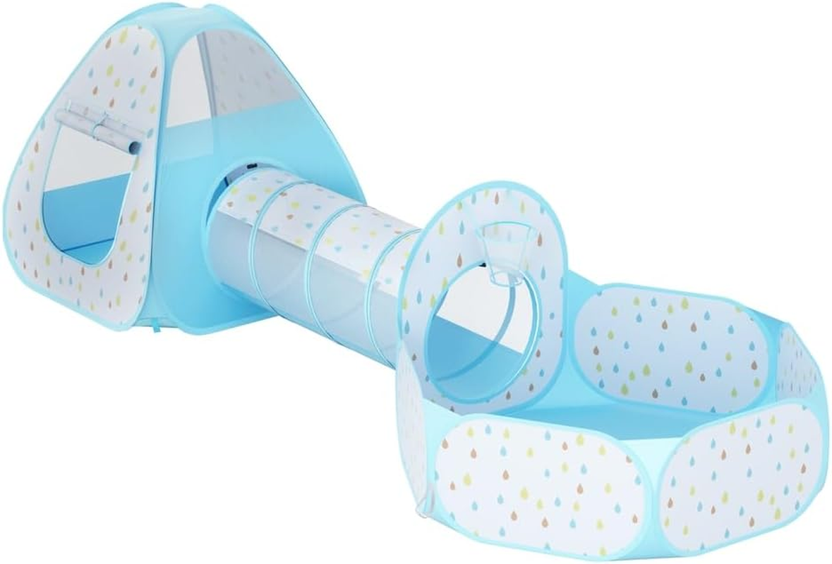 KEEZI Kids Play Tent Pop up Playhouse Ball Pit Tunnel Basketball Hoop Blue image number 5