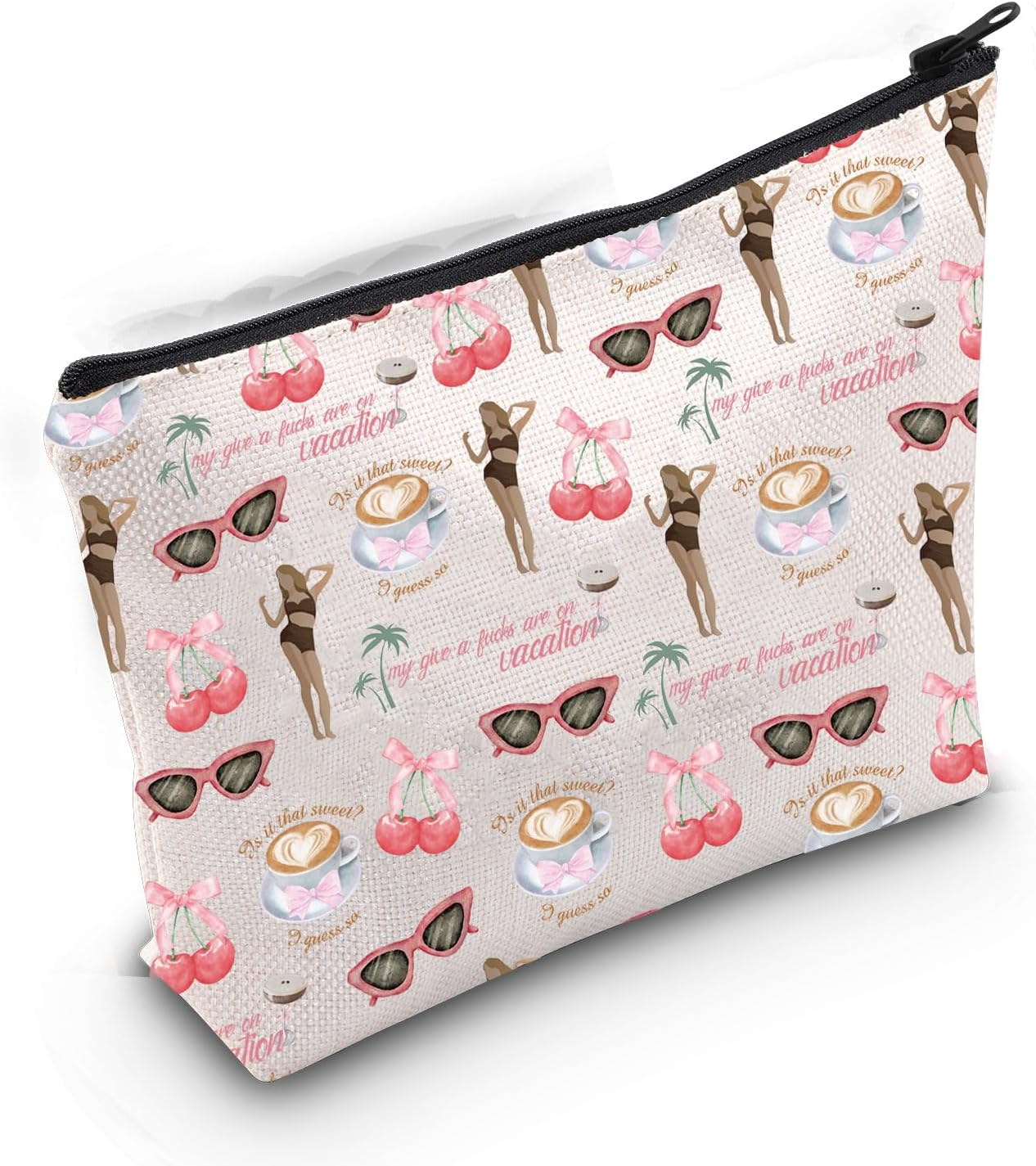 Sabr-Rina Makeup Bag Espresso Martini Gift My Give a F*Ck Are on Vacation Tour 90S Music Fans Concert Cosmetic Bag, Is It That Sweet Makeup Bag 3Uk, Fashion image number 2