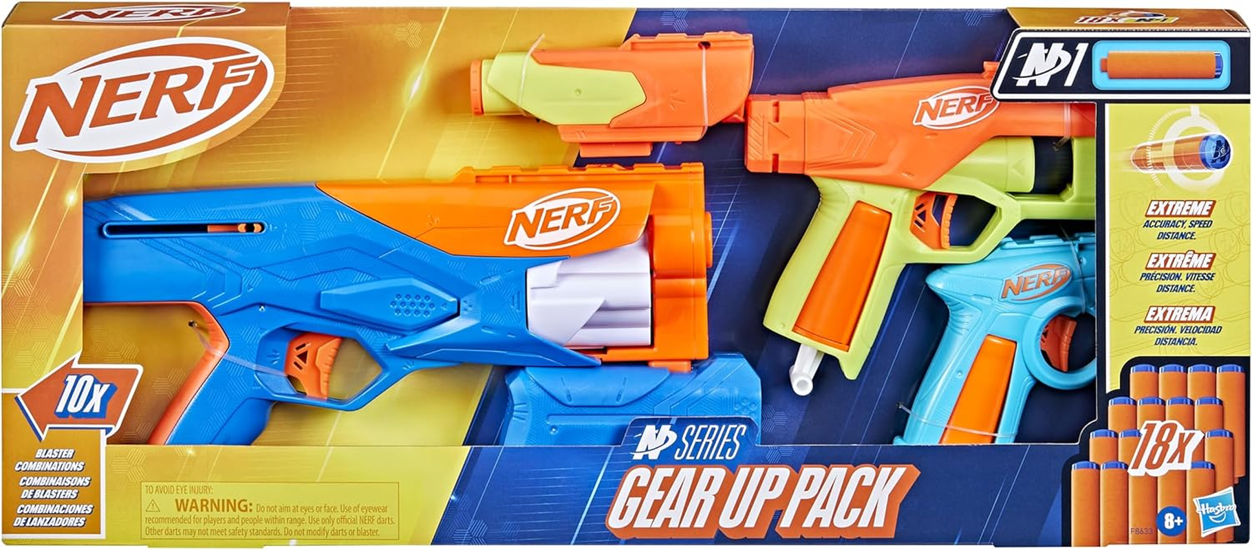 Nerf N Series Gear up Pack - 3 Blasters, 18 Darts, Ages 8+
