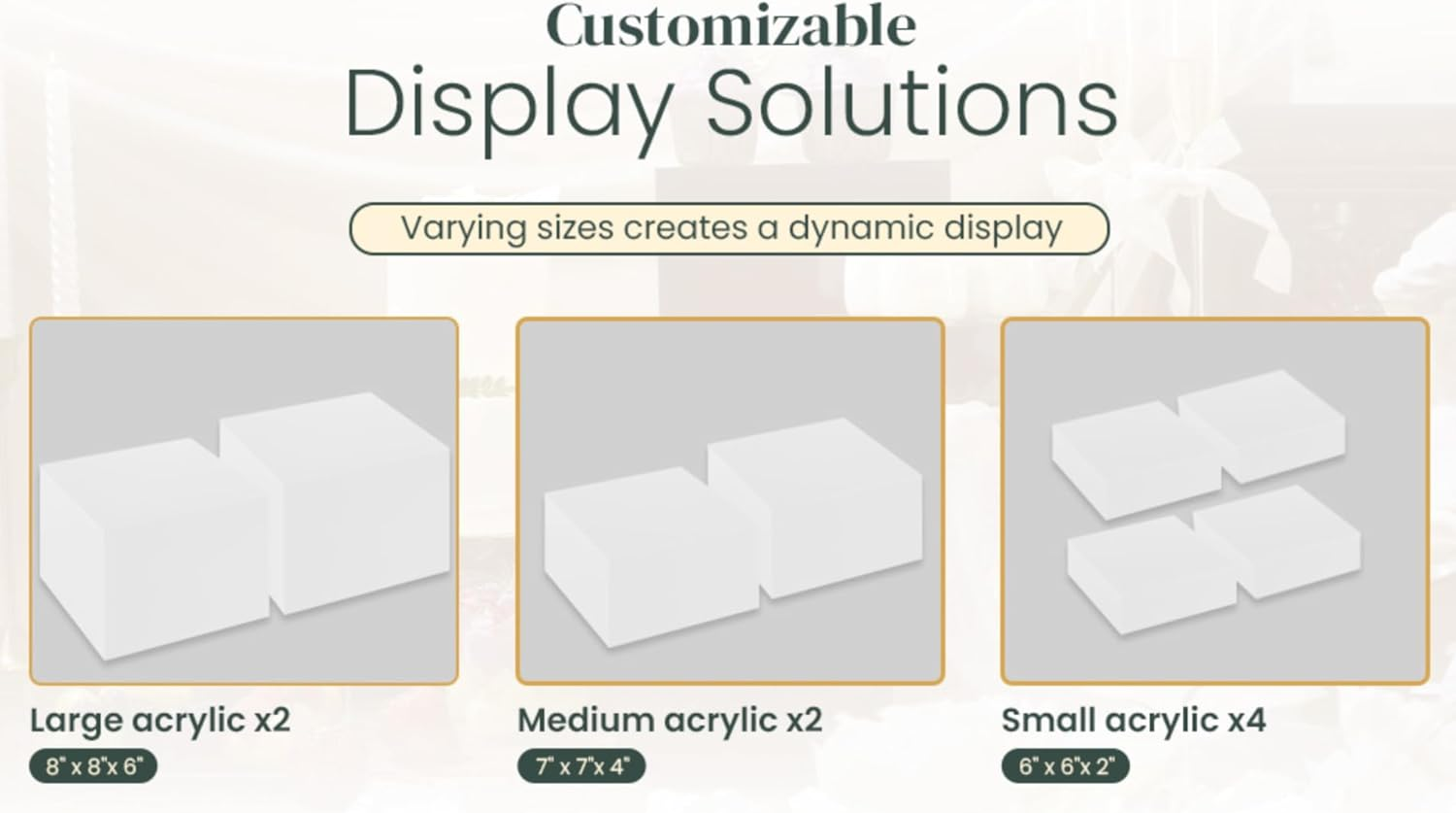 Set of 8 Acrylic Cube Display Box Risers Food Buffet Riser for Table, Retail Showcase, Catering, Cakes, Collectibles, Toys, Jewelry, Cosmetics, Crystal Decor Container, Stackable Nesting Stands image number 2