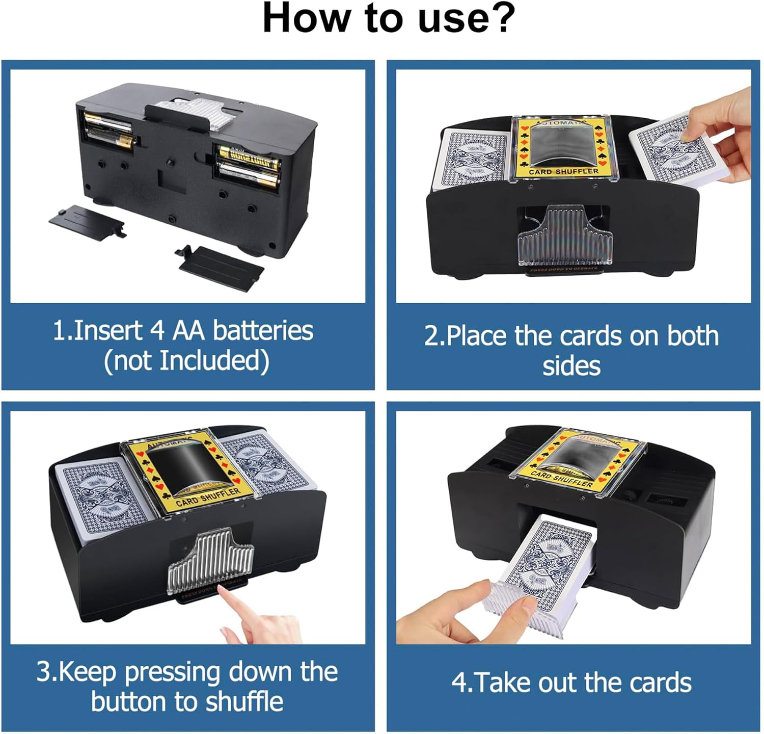 Automatic Card Shuffler Battery Operated Card Dealer Machine Electric Casino Card Shuffler for UNO Blackjack Texas Hold'Em Home Card Games Blackjack Home Party Club Game Travel Family Party Club image number 2