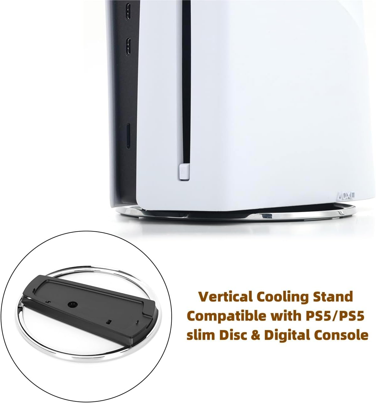 1Pcs Vertical Cooling Stand Compatible with PS5/PS5 Slim Disc & Digital Console(Black) image number 1