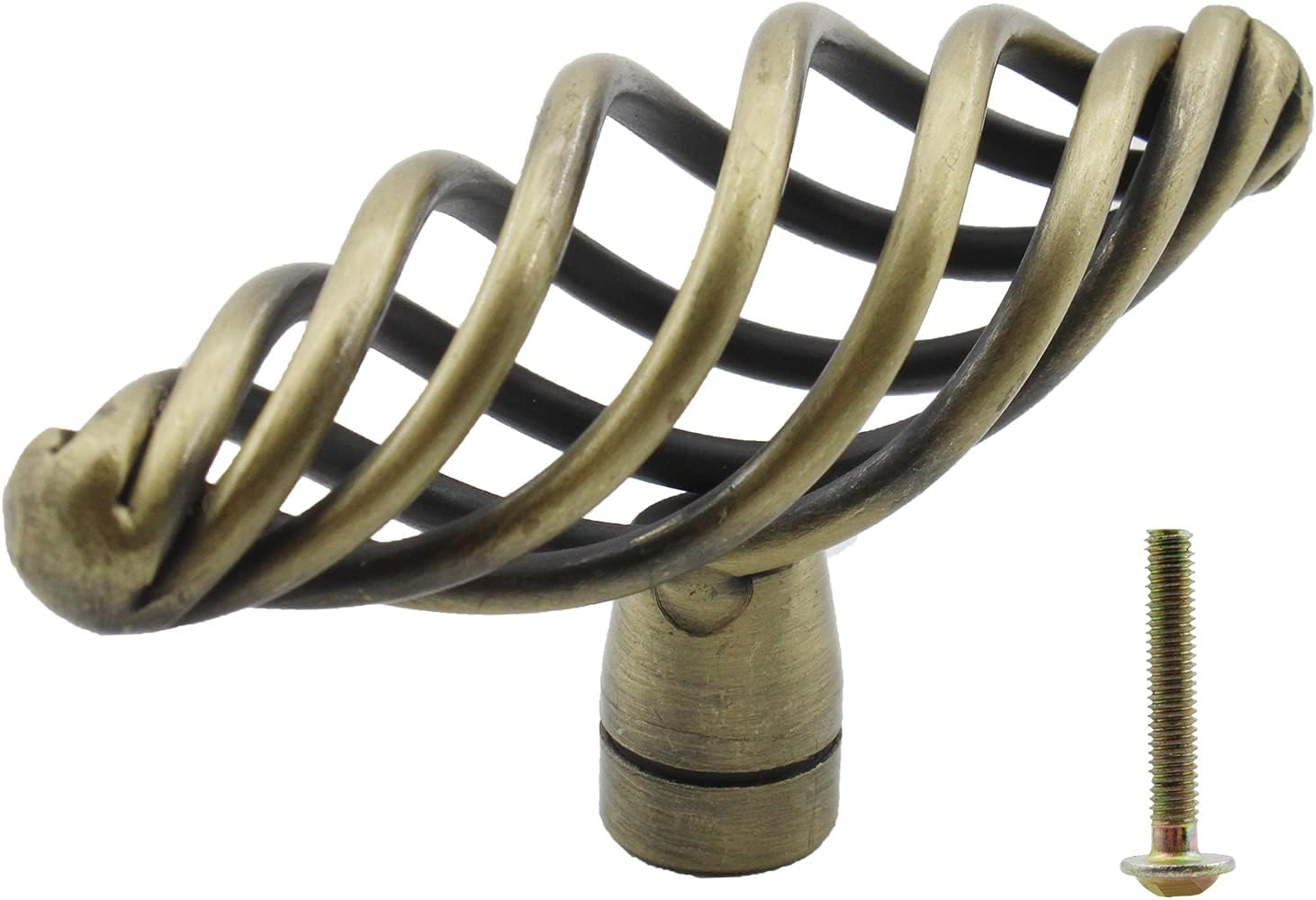 6 Pack Cabinet Knobs, Birdcage Nest Twist Handle Pull Cupboard Dresser Drawer Closet Wardrobe Bookcase Hardware for Kitchen Bathroom Bedroom with Screws (Single Hole 75Mm/2.95", Black)