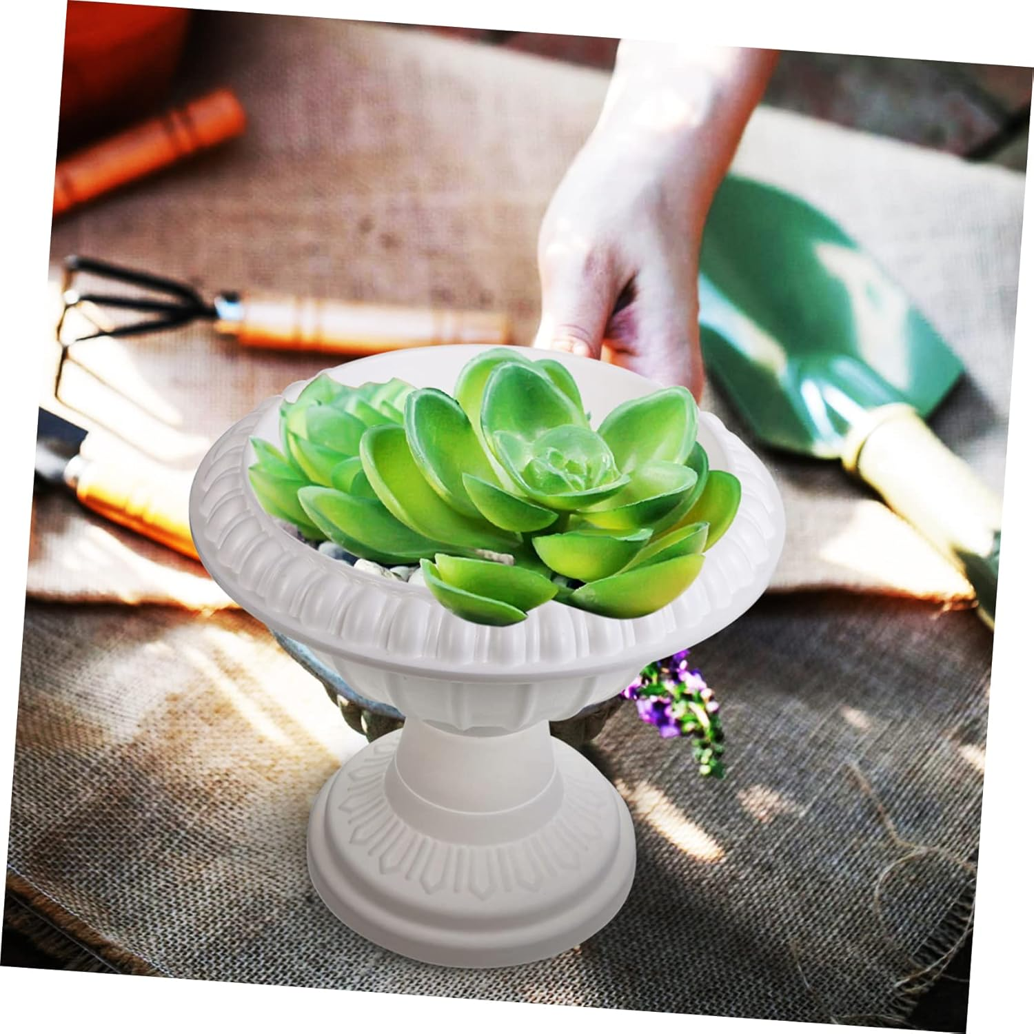 Kisangel Thickened Roman Column Plastic Flower Pot 25Cm Outdoor Garden Planter Multipurpose Plant Nursery Container Suitable for Balcony and Patio Gardening image number 1