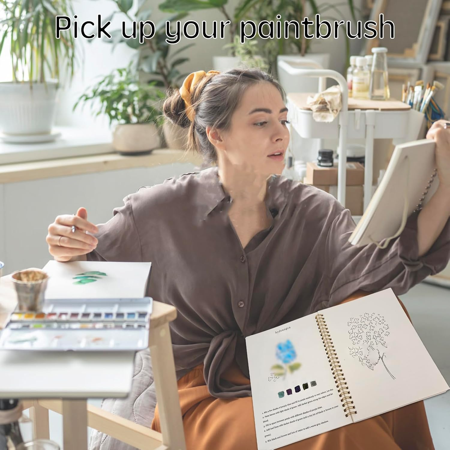 Watercolor Workbooks for Adults,16 Spiral-Bound Pages Dispersed Watercolor Workbook for Beginners, Arts and Crafts Supplies Gift image number 1