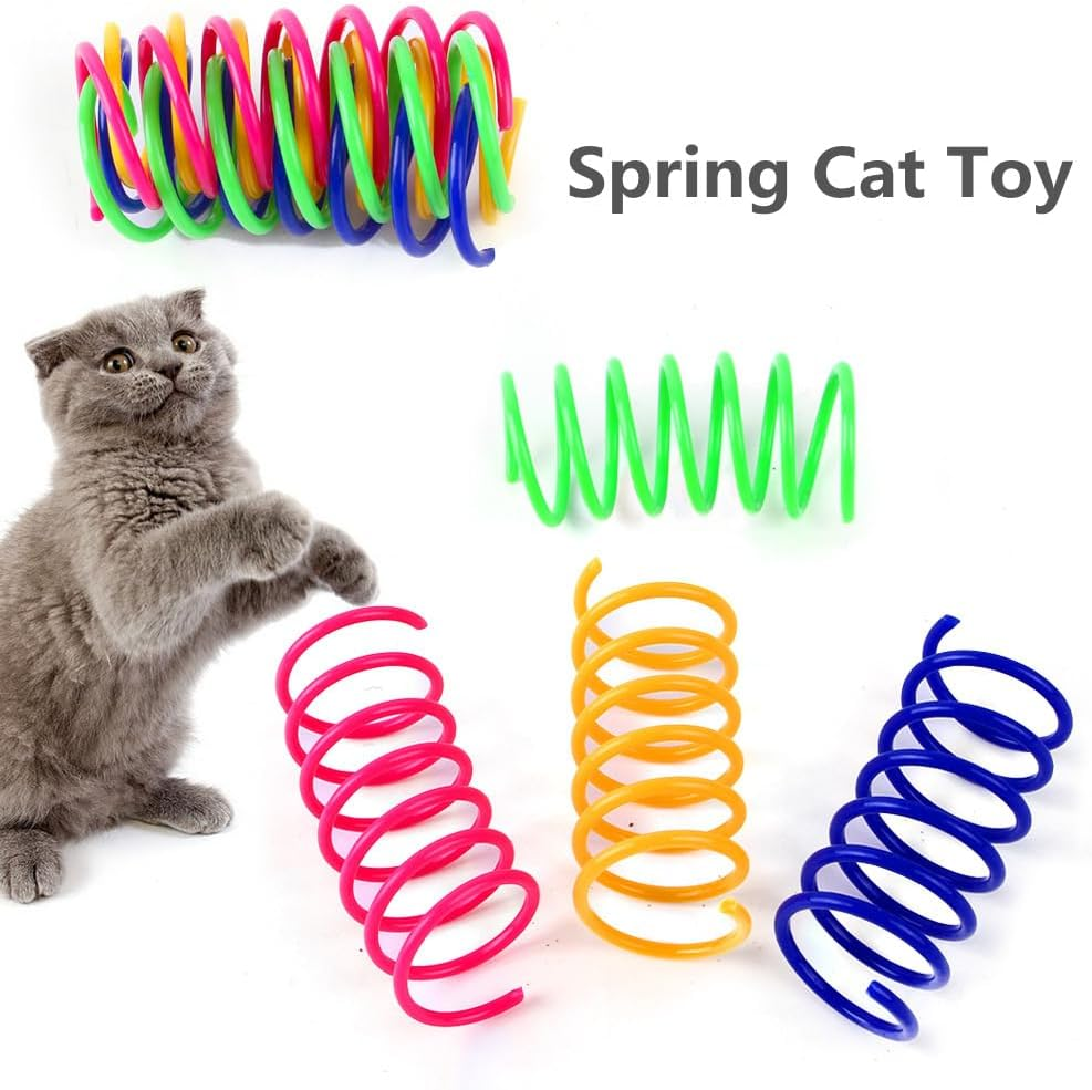 Cat Spring Toys, 32Pcs Colorful Plastic Coils Kittens Supplies Spiral Springs Coil Springs for Cats Kittens image number 4
