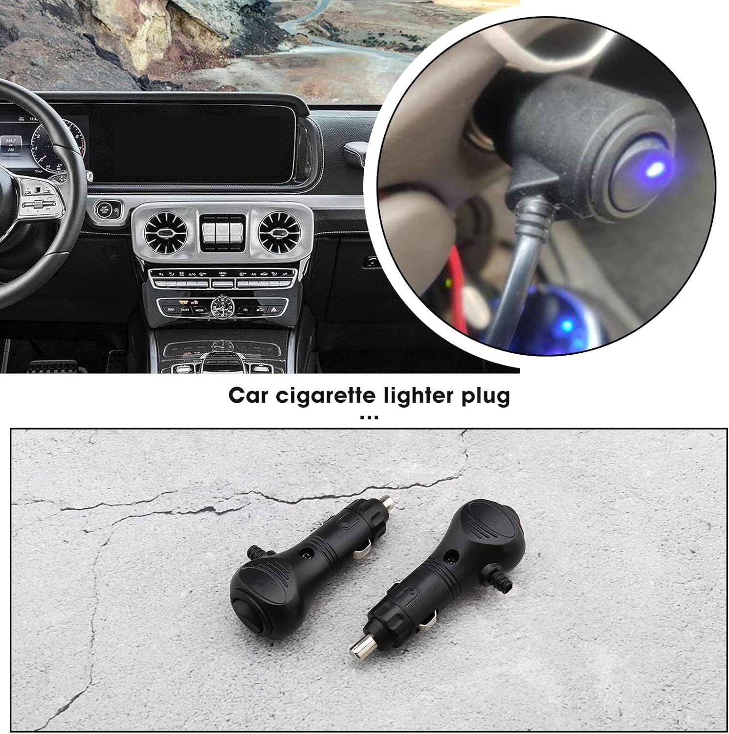 Emagtech 4Pcs DC 12V Car Cigarette Lighter Plug with 10A Fuse Car Fused Cigarette Lighter Switch Power Socket Plug with LED Indicator for Car in Black image number 3