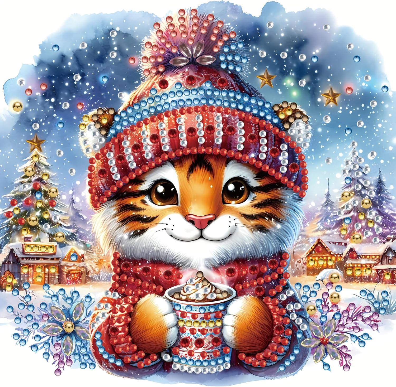 Awesocrafts 6Pcs Diamond Art Christmas Cards Craft Kits XXX, DIY Diamond Painting Cards Sets, 5D Diamond Art Cards with Envelopes, Postcards for Handmade Gift, Xmas Gift 30 * 15Cm (Snowman)