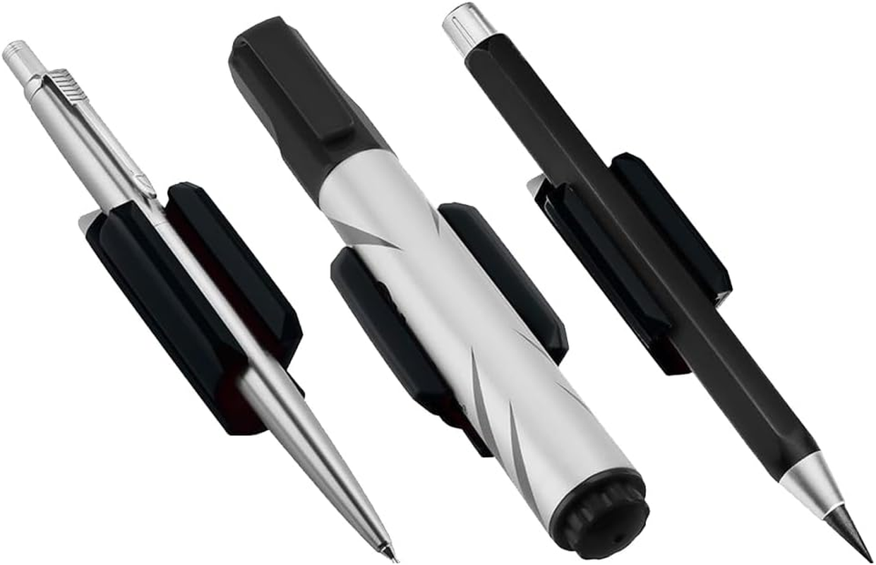 10Pcs Adhesive Silicone Pen Holder Clips with 10Pcs Adhesive Stickers, Adhesive Silicone Pen Holder, Adhesive Silicone Pen Holder Set Marker Holder, Silicone Adhesive Pencil Holder, Black image number 5