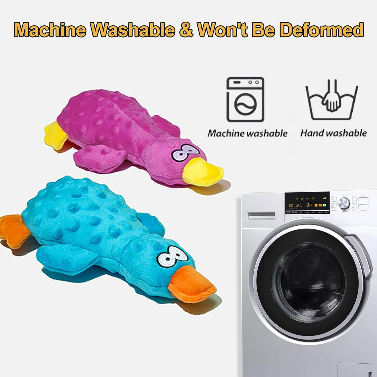 Adpartner Plush Squeak Toys for Dogs, 2 Pack Duck Stuffed Crinkle Dog Toys for Puppy, Durable Interactive Pet Chew Toys Soft Squeaky Pet Toys for Small to Medium Dogs Teething Training Reduce Boredom image number 3