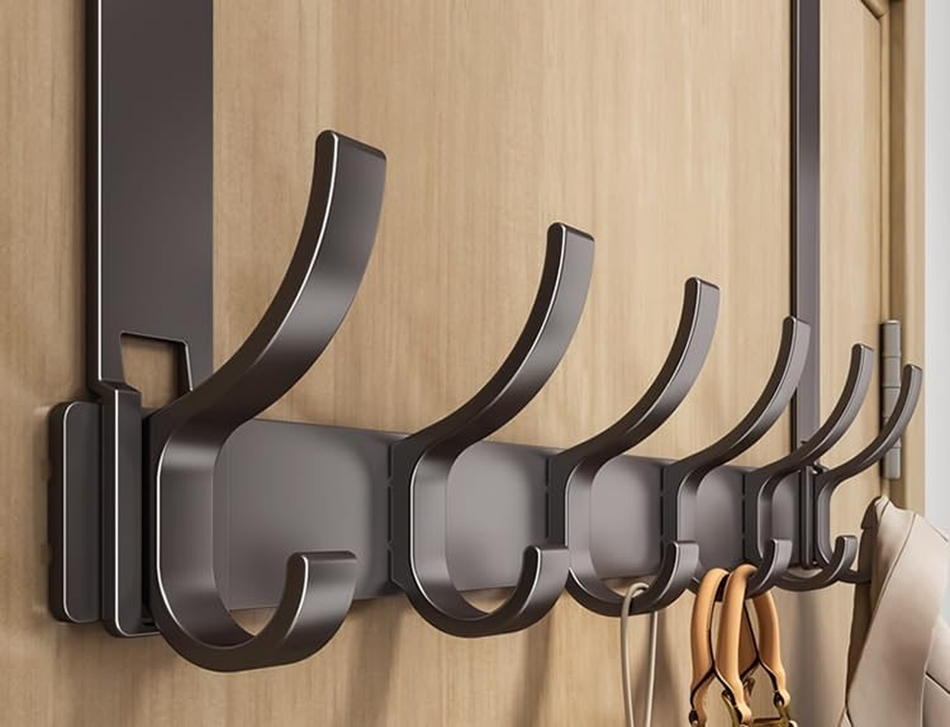 Over the Door Hooks, No Assembly Required Door Hanger Hook, Sturdy over the Door Coat Rack, over Door Hanger Door Hooks for Hanging Clothes, Towels, Hats (Black, 12 * 39CM) image number 4