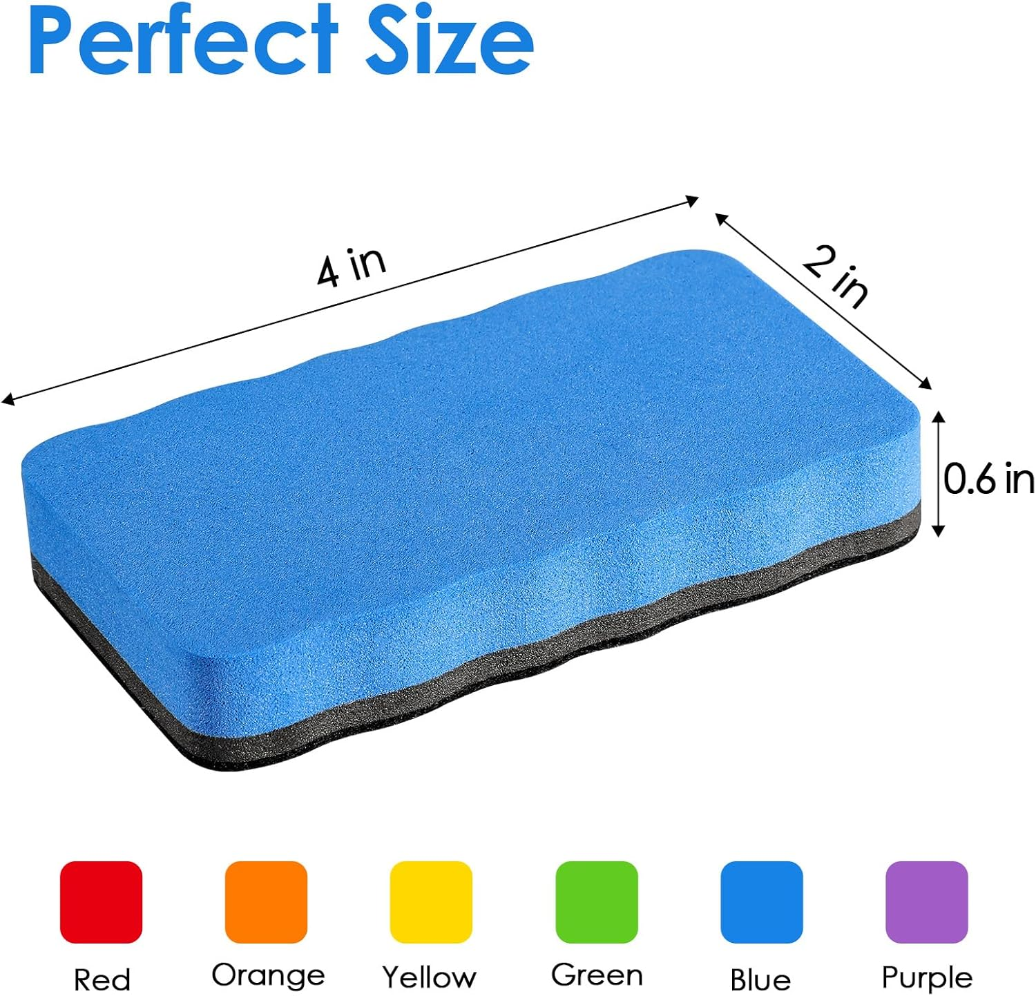 Maxgear Whiteboard Erasers, 8 Pack Magnetic Dry Erase Erasers for Classroom, Whiteboard Cleaning Pad, Chalkboard Wiper Teacher Supplies for School, Office, Home （6 Vibrant Color Set, 4 X 2 X 0.6 Inch image number 4