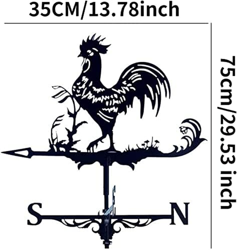 Metal Weather Vane Wind Direction Measuring Instrument Roof Installation Weather Vane Farm Scene Garden Art Deco Accessories (Cock) image number 5