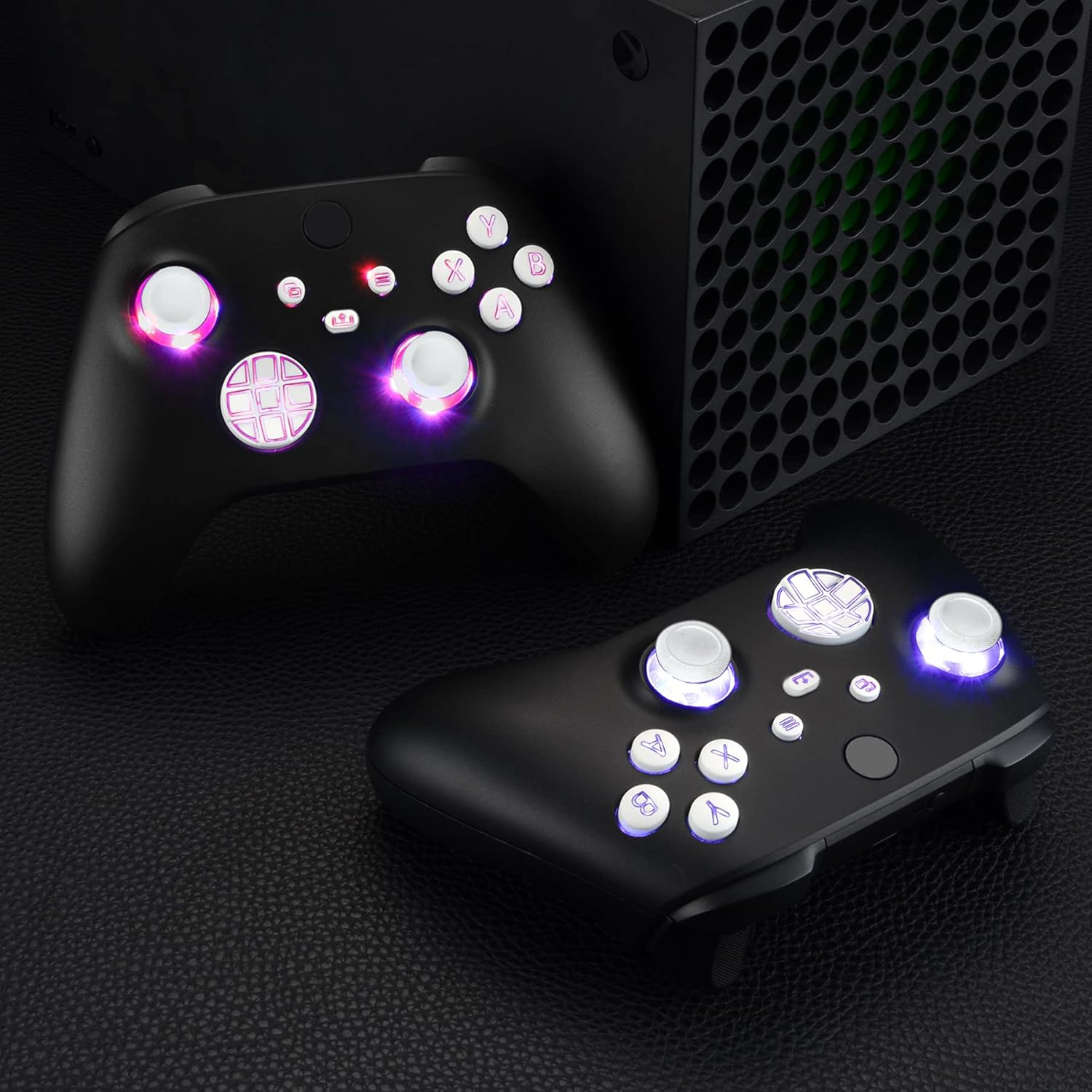 Extremerate Multi-Colors Luminated Dpad Thumbsticks Start Back Sync ABXY Buttons for Xbox Series X/S Controller, White Classical Symbols Buttons DTF LED Kit for Xbox Core Controller image number 3