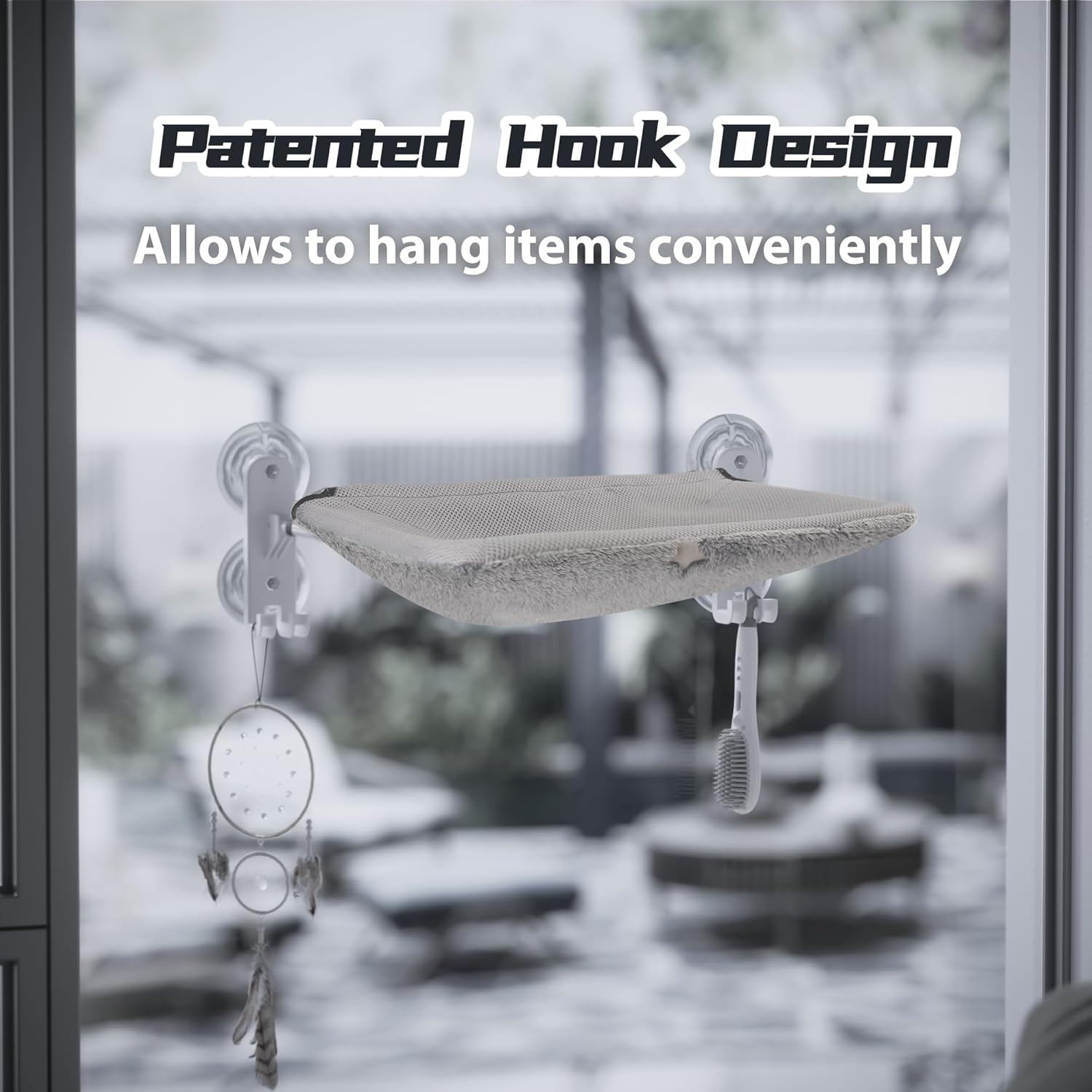 Large Foldable Cat Window Perch for Average Cats &ndash; Double-Sided Glow Fabric Cover, Hook-On Cat Window Hammock, Space-Saving Cat Window Bed image number 5