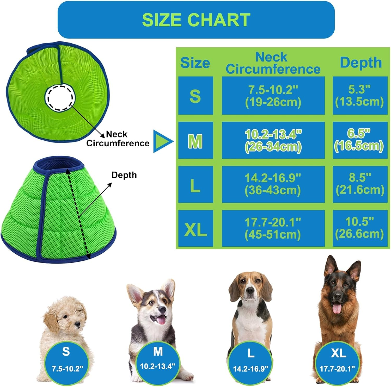 Extra Soft Dog Cone for Dogs after Surgery, Breathable Dog Cones for Large Medium Small Dogs and Cats, Lightweight Dog Recovery Collar for Pets image number 4