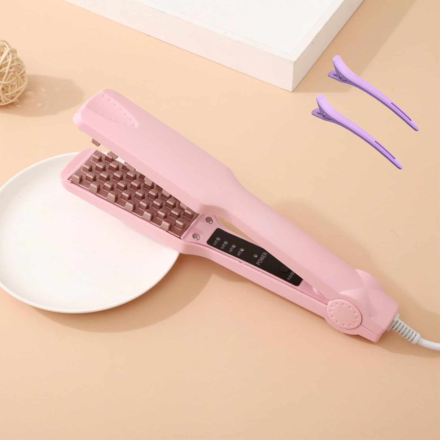 Explicitu Hair Styling Tool with Negative Ionic Technology, Homessencials Hair Styling Tool, 3D Curling Iron Double Sided for Quickly Creating Smooth Waves, Adjustable for Travel & Home (C1PCS)