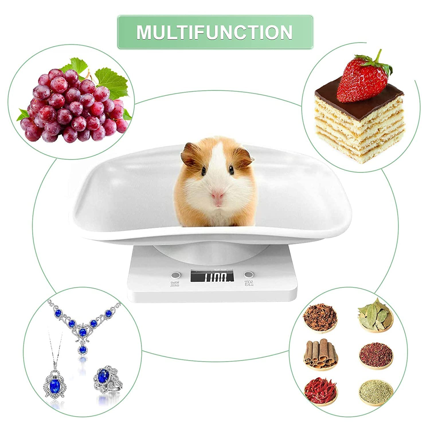 Digital Pet Scale, Multi-Function LED Scale Digital Weight with Height Tray Measure Accurately, Perfect for Puppy/К Itty/Hamster/Hedgehog/Food, Capacity up to 22 Lb, Length 11Inch image number 6