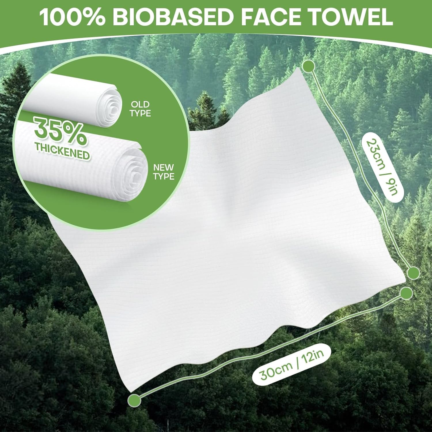 Disposable Towel Tablets 30X23Cm 50 Pcs Individually Wrapped Compressed Facial Tablets Portable Extendable Washcloth Cleasning Towelettes for Personal Beauty (Green) image number 1