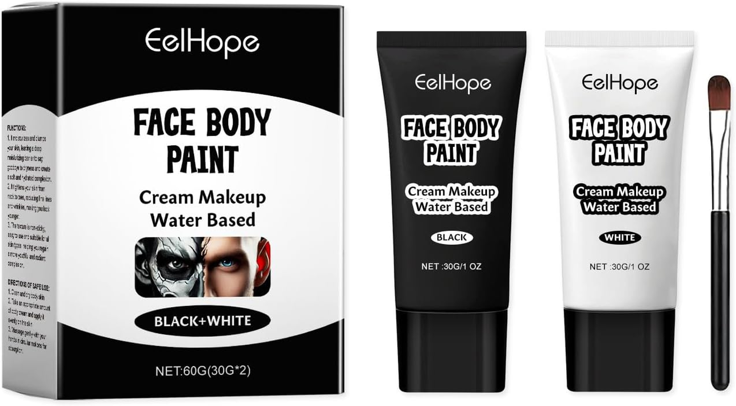 Halloween Black and White Foundation Painter Easily Cover Skin Tone Clown Makeup Foundation Painter image number 3