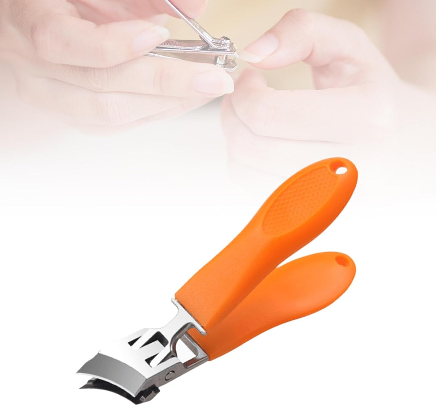 Angled Nail Clippers, Wide Opening for Elderly, Large - Stainless Steel Nail Clippers for Men, Thick Nails, Orange image number 3