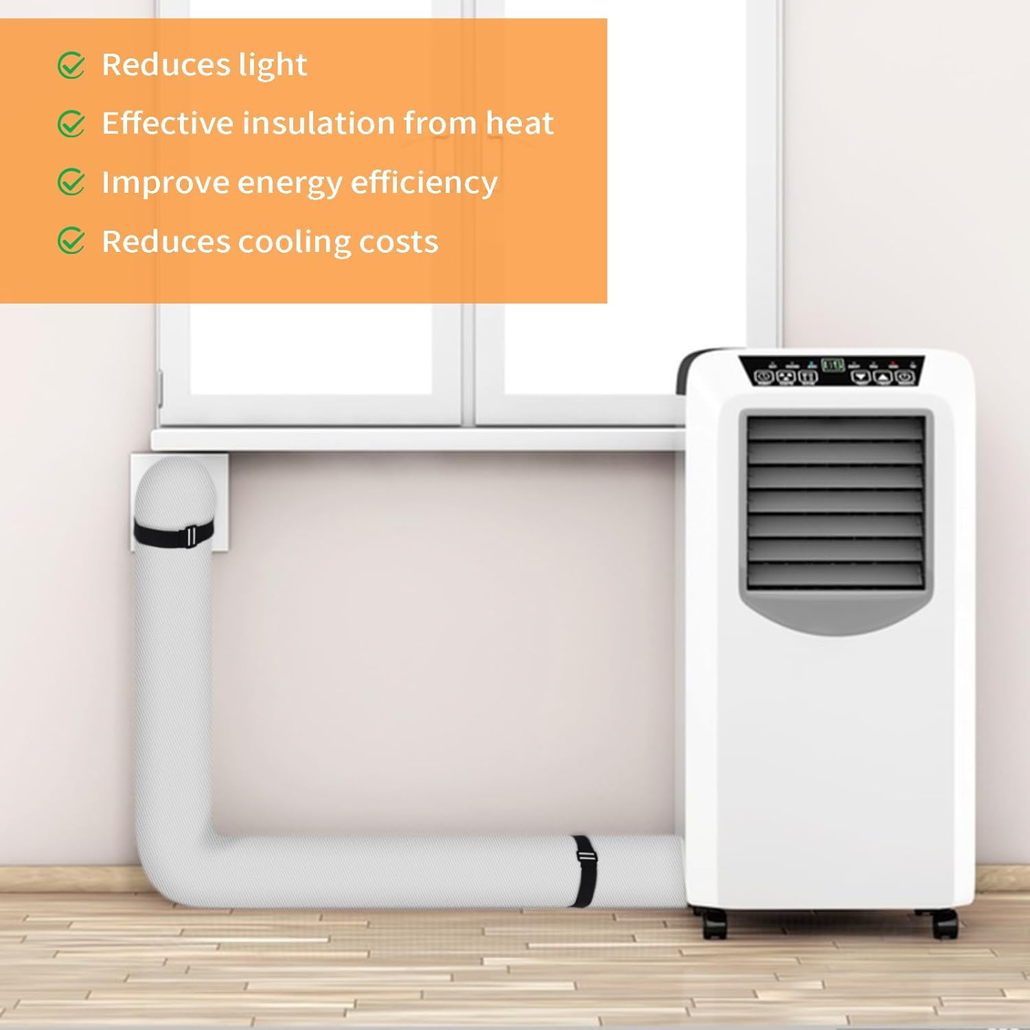 Portable Air Conditioner Hose Cover, Flexible and Thick Gray Insulated AC Hose Cover, Fits 5 Inch & 5.9 Inch Diameter Exhaust Hoses image number 4