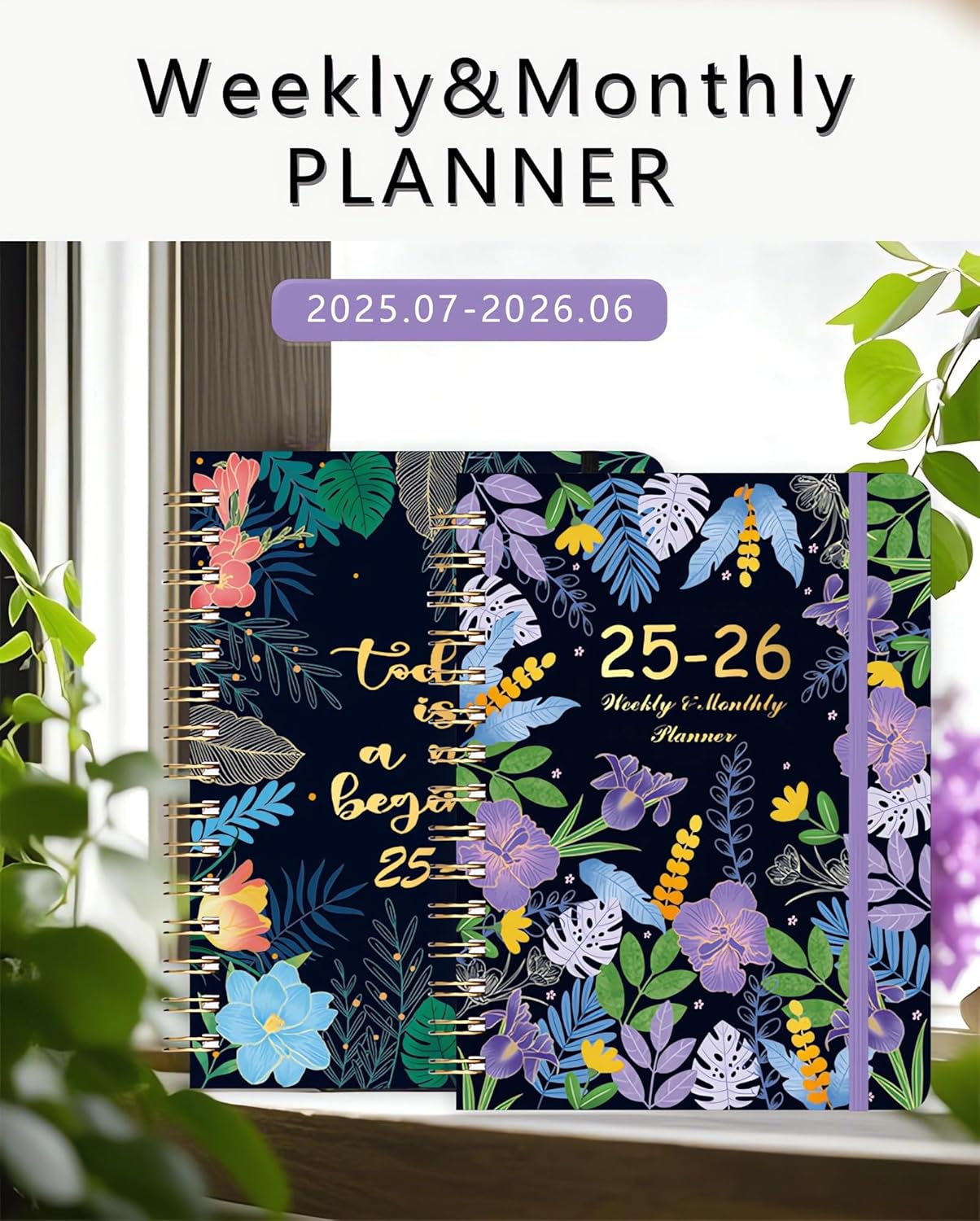 2025-2026 Planner Diary Journal Notebook Weekly Planner Memo A5 Monthly Scheduler Daily Planner Paper for Home Office School Diary Travel Gift Birthday (July 25-June 26) image number 1