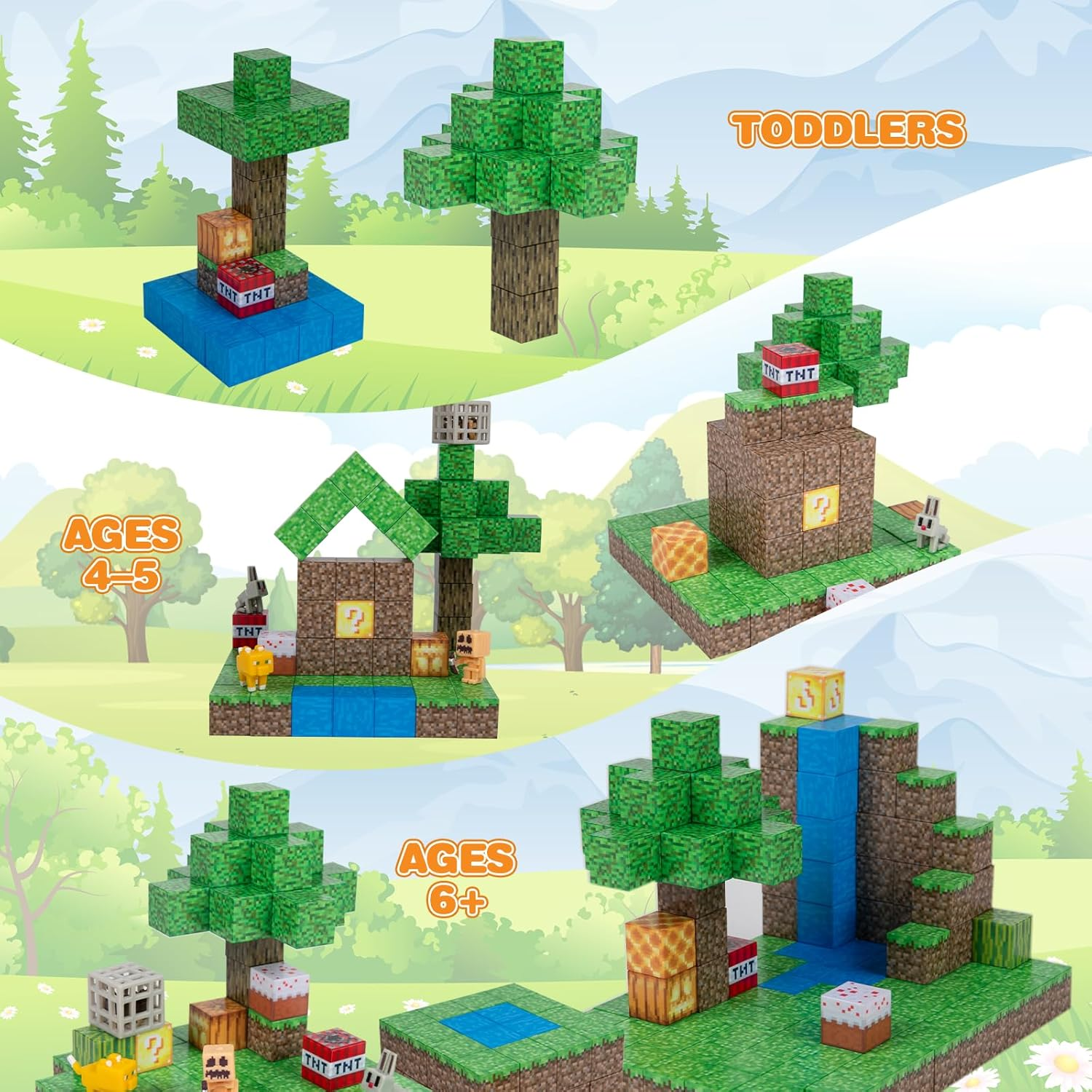 128-Piece Premium Magnetic Blocks - Waterfall Adventure Set, STEM Learning Kids Toys, Safe and Durable Magnetic Building Blocks, Perfect Gifts for Boys Girls above 3 Years Old image number 3