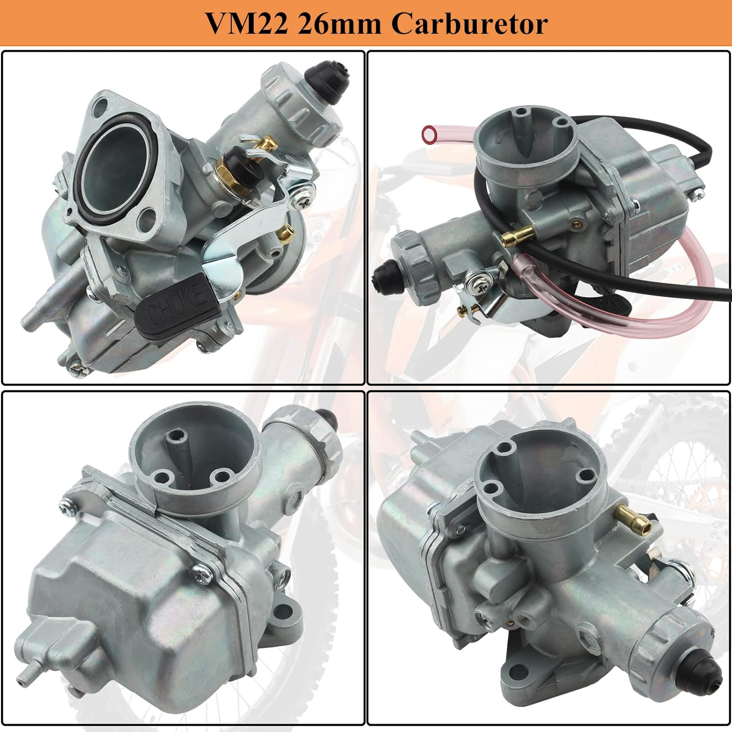 VM22 26Mm Carb with Air Filter Intake Pipe Compatible with CRF70 XR50 DB17 RFZ DBX1 RFX150 SSR 125 110Cc 150Cc 212Cc Enduro Bike Go Kart Pit Bike ATV Motorcycle