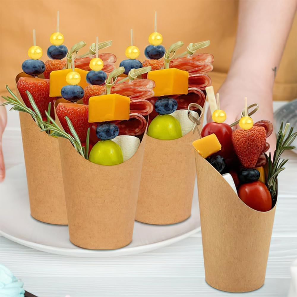 Valentines Day Decorations Charcuterie Cups with Sticks 60 Sets 12Oz French Fry Cups with Cocktail Picks Charcuterie Boards Accessories Party Supplies 60 Cups+200 Sticks+60 Bags+60 Labels image number 6