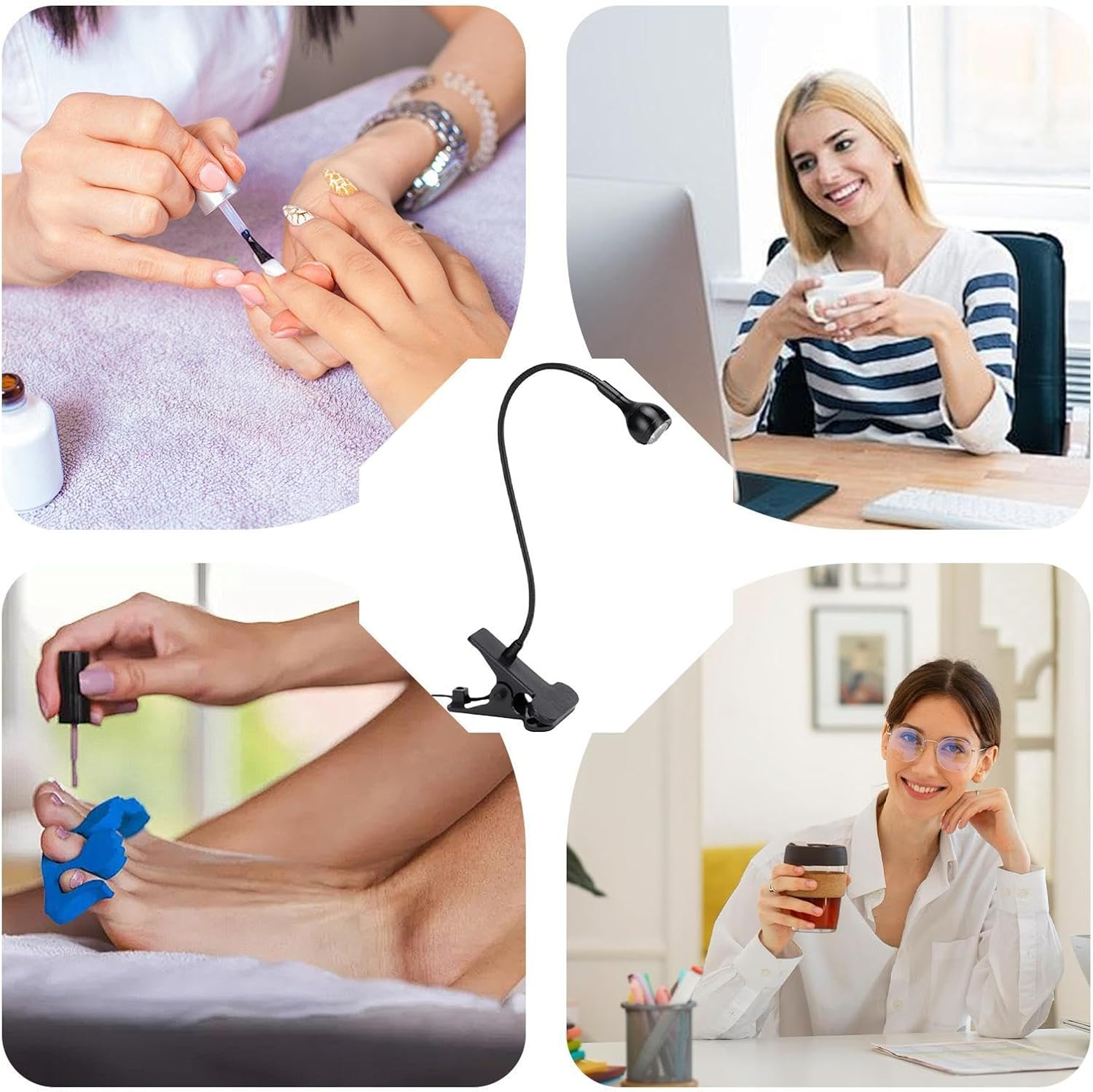 Gooseneck Nail Lamp,Gooseneck LED Nail Light for Gel Nails, Clamp Nail Lamp - USB Manicure Dryer Nail Accessories for Women Girls, Home Salon Use - Pink image number 4