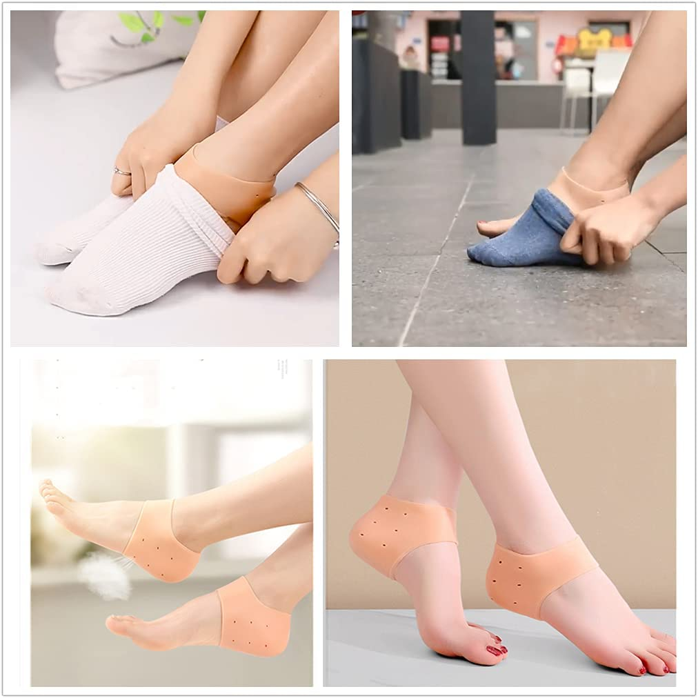 8 Pieces Soft and High Elastic Foot Pads - Plantar Fasciitis Pad, Heel Cup, Silicone Cover, Suitable for Cracking, Tendinitis, and Pain Relief