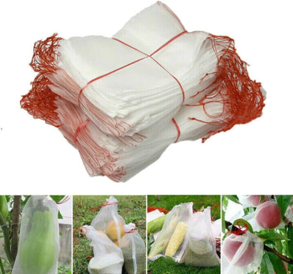 Leona Co Fruit Protection Bags, 100Pcs Fruit Netting Bags Garden Garden Netting Bags Fruit Tree Bags Drawstring Nylon Mesh Netting Barrier Bag for Protecting Fruits and Vegetables (10X15) image number 6