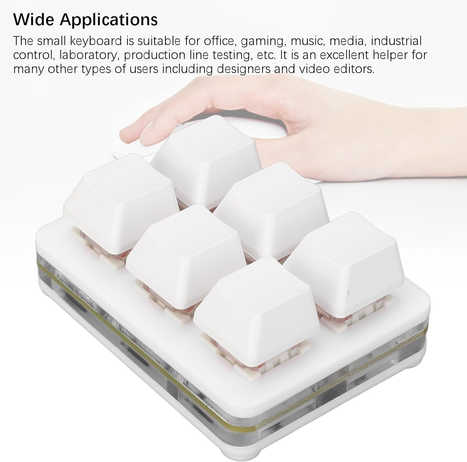 6 Key Mini Keyboard, RGB Macro Customized Programmable OSU Keypad with Red Switch, One Handed Gaming Keyboard for Game Office (White) image number 1