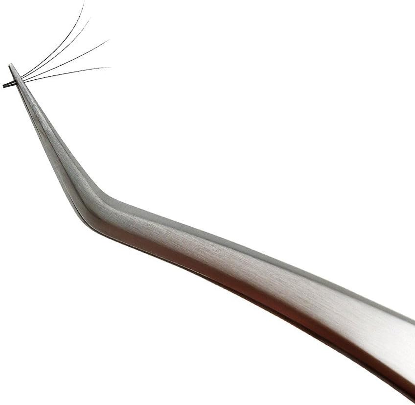 Eyelash Tweezers Set - FEITA Precision Eyelash Extension Tweezers - Professional Slant & Curved Pointed Very Fine Tip Tweezers for False Lashes - Silver - 2 Pcs image number 6