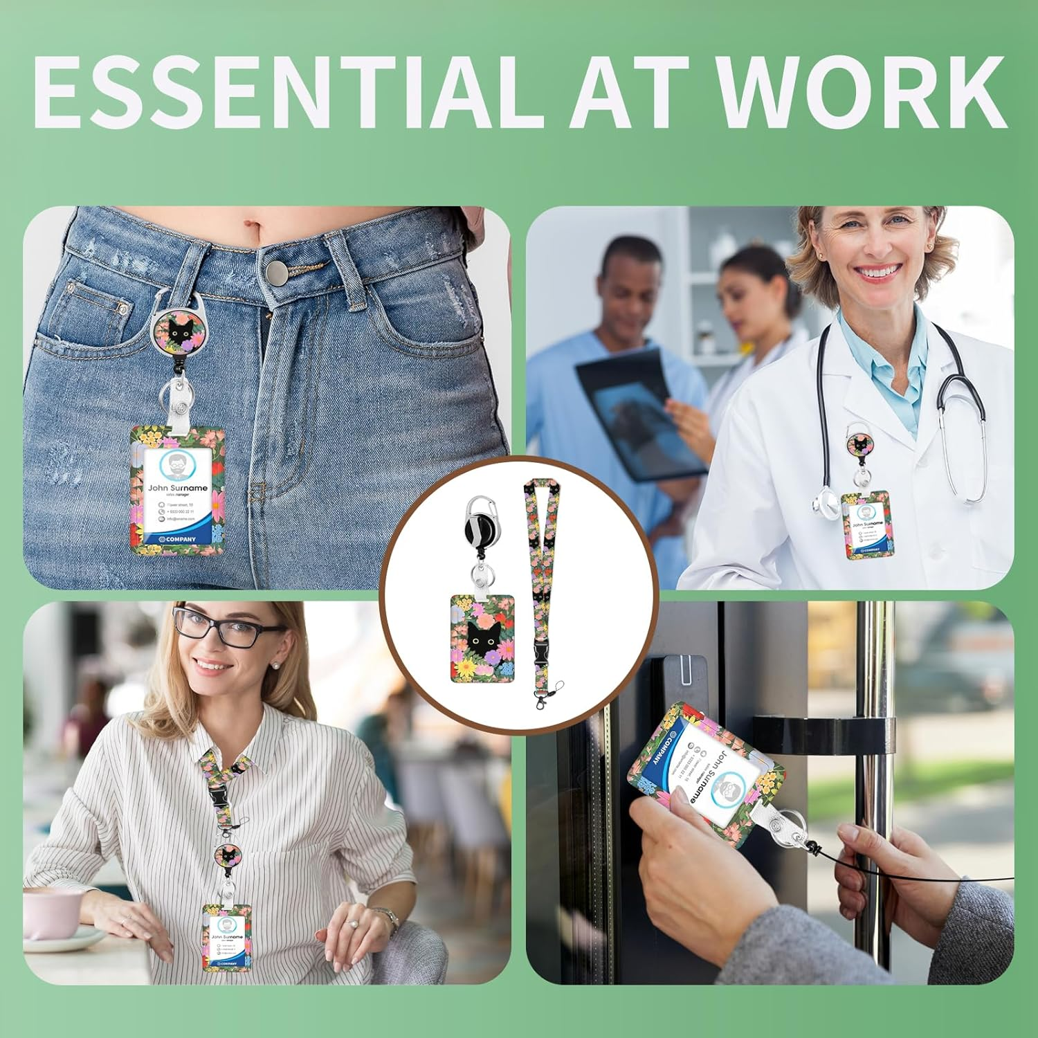 Id Card Holder, Detachable Retractable Lanyard with Card Holder, Lanyard Card Holder, for Office Workers Students Teachers Doctors and Coaches Etc image number 5